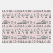 Kerstsymbolen Glitter Zilver Inpakpapier Vel (Voorkant)