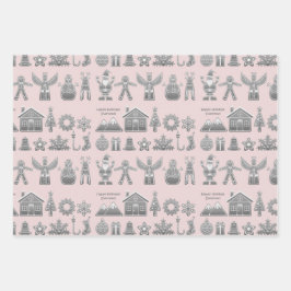 Kerstsymbolen Glitter Zilver Inpakpapier Vel