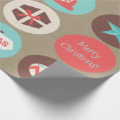 kerstsymbolen Grote Medallianties Aangepaste tekst Cadeaupapier (Hoek)