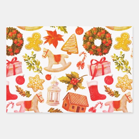 kerstsymbolen inpakpapier vel (Voorkant 2)