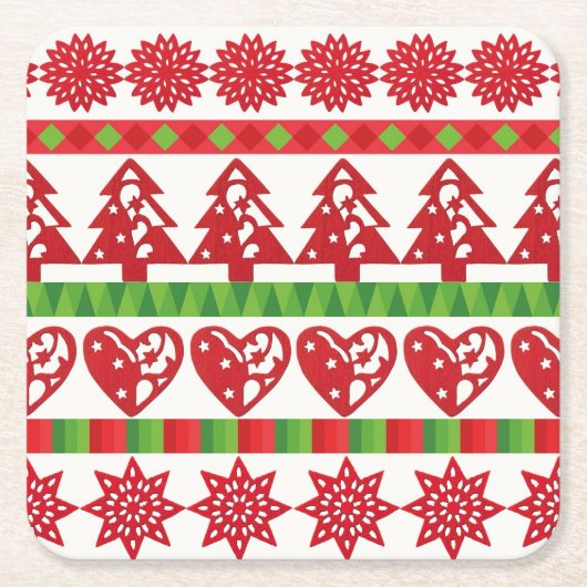 kerstsymbolen kartonnen onderzetters (Voorkant)