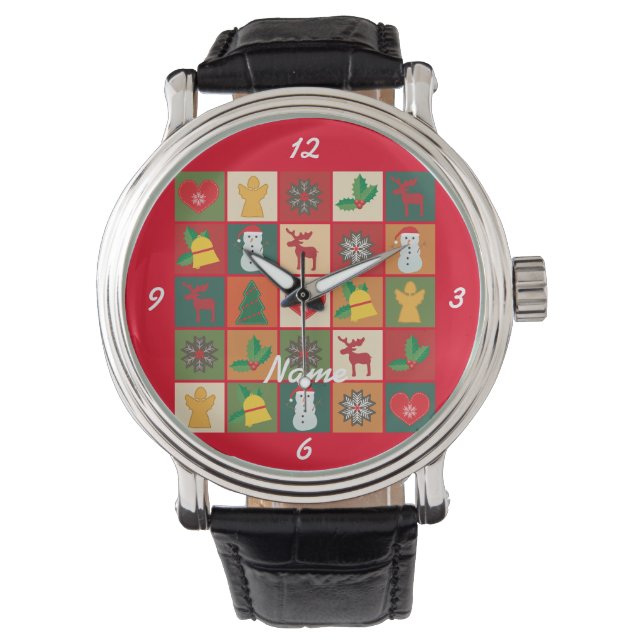 kerstsymbolen Medley Art Thunder_Cove Horloge (Voorkant)