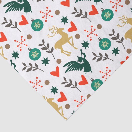 Kerstsymbolen Patroon traditionele kleuren Tissuepapier (Detail)