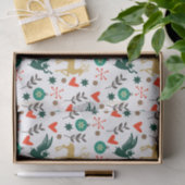 Kerstsymbolen Patroon traditionele kleuren Tissuepapier (Geschenk)