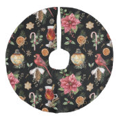 kerstSymbolen Patroonkardinaal, Poinsettia Fa Imitatie Linnen Kerstboom Kleed (Voorkant)