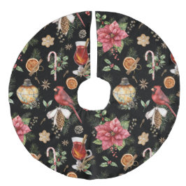 kerstSymbolen Patroonkardinaal, Poinsettia Fa Imitatie Linnen Kerstboom Kleed