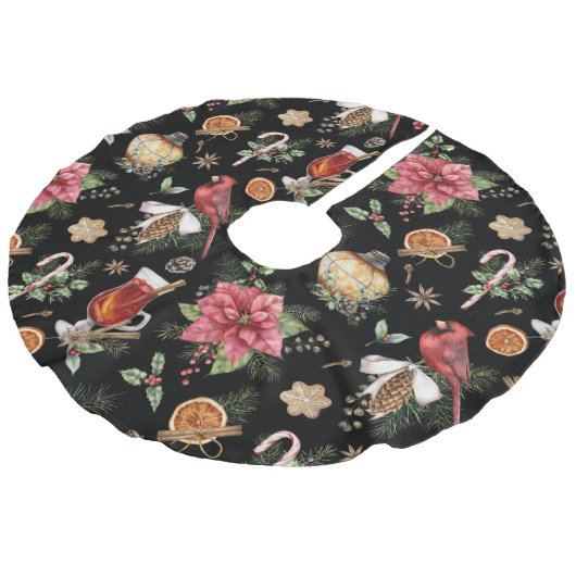 kerstSymbolen Patroonkardinaal, Poinsettia Fa Imitatie Linnen Kerstboom Kleed (Gekanteld)