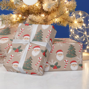 Kerstsymbolen retro patroon cadeaupapier