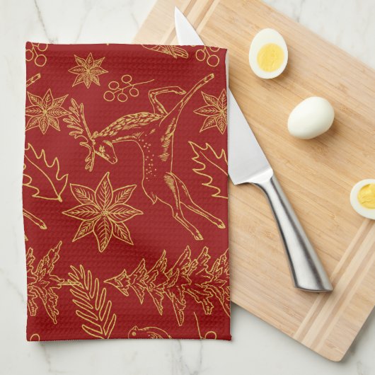 kerstsymbolen theedoek (Quarter Fold)