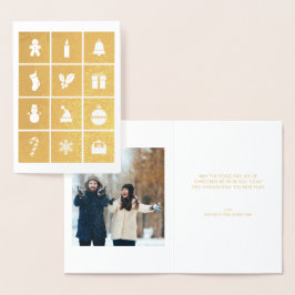 Kerstsymbolen Vakantige Gold Foil Kaart
