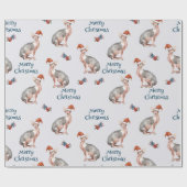 kerstsynx-kat-cadeau, kerstvakantieverval cadeaupapier (Vlak)