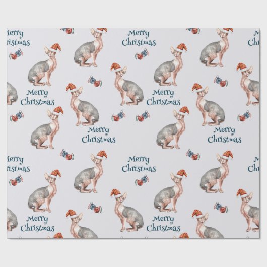 kerstsynx-kat-cadeau, kerstvakantieverval cadeaupapier (Vlak)