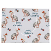 kerstsynx-kat-cadeau, kerstvakantieverval groot cadeauzakje (Achterkant)