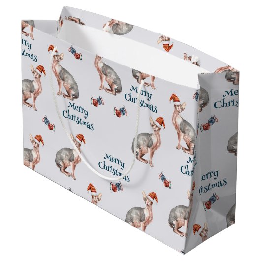 kerstsynx-kat-cadeau, kerstvakantieverval groot cadeauzakje (Achterkant Gekanteld)