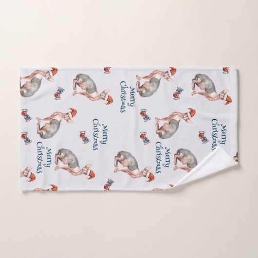 kerstsynx-kat-cadeau, kerstvakantieverval handdoek (Handdoek)
