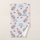 kerstsynx-kat-cadeau, kerstvakantieverval handdoek (Handdoek)