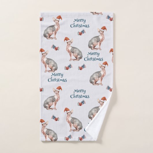 kerstsynx-kat-cadeau, kerstvakantieverval handdoek (Handdoek)