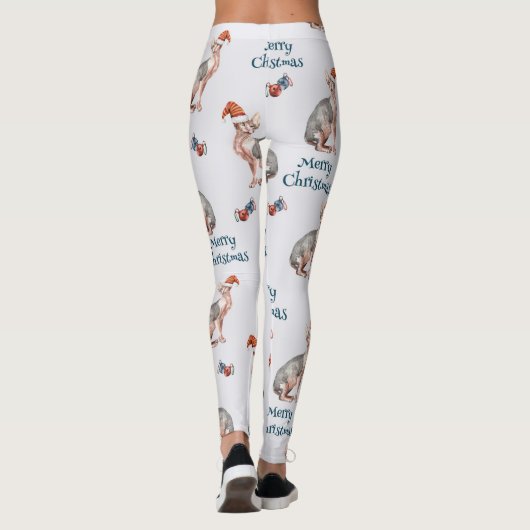 kerstsynx-kat-cadeau, kerstvakantieverval leggings (Achterkant)