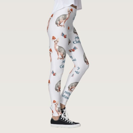 kerstsynx-kat-cadeau, kerstvakantieverval leggings (Rechts)