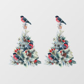 KerstT-shirt met Red Robin Raamsticker (Vel)