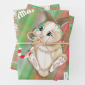 kersttaarkleurig Baby Bunny Green Red Play Fabric Inpakpapier Vel (In situ)