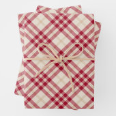 kersttaarkleurig rood wit diagonaal patroon inpakpapier vel (In situ)