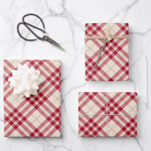 kersttaarkleurig rood wit diagonaal patroon inpakpapier vel