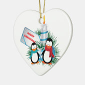 kersttaarpinguïns en aangepaste kaars-siervoorwerp keramisch ornament (Links)