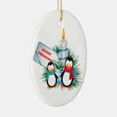 kersttaarpinguïns en aangepaste kaars-siervoorwerp keramisch ornament (Rechts)