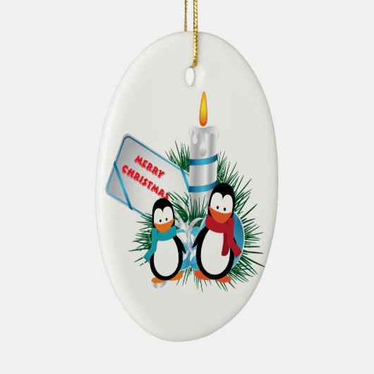 kersttaarpinguïns en aangepaste kaars-siervoorwerp keramisch ornament (Rechts)