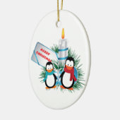 kersttaarpinguïns en aangepaste kaars-siervoorwerp keramisch ornament (Links)