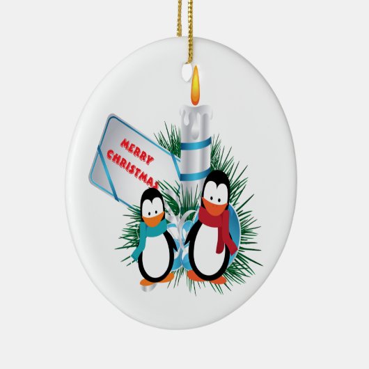 kersttaarpinguïns en aangepaste kaars-siervoorwerp keramisch ornament (Rechts)