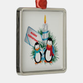 kersttaarpinguïns en aangepaste kaars-siervoorwerp metalen ornament (Rechts)