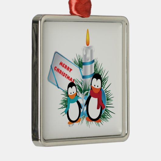kersttaarpinguïns en aangepaste kaars-siervoorwerp metalen ornament (Rechts)