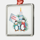 kersttaarpinguïns en aangepaste kaars-siervoorwerp metalen ornament (Links)