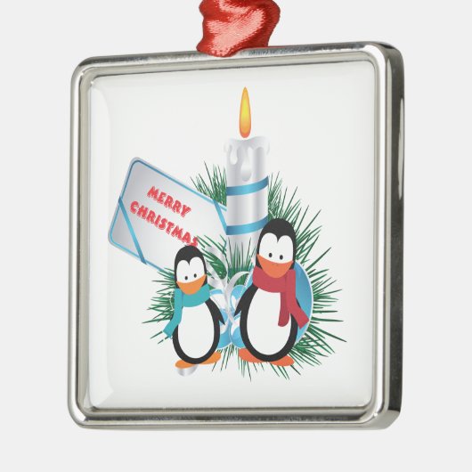 kersttaarpinguïns en aangepaste kaars-siervoorwerp metalen ornament (Links)