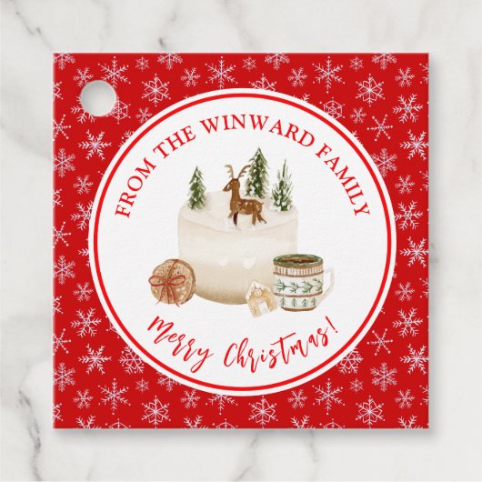 Kersttaart bakken bedankjes labels (Voorkant)