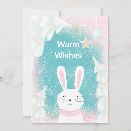 kersttaart Bunny Pink en Mint Feestdagenkaart (Voorkant)