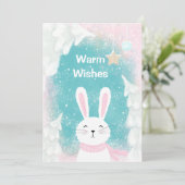 kersttaart Bunny Pink en Mint Feestdagenkaart (Staand voorkant)