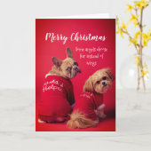 kersttaart Franse bulledog en Shih Tzu Kaart (Gele Bloem)