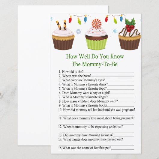 kersttaart hoe goed ken je baby shower ? (Voorkant / Achterkant)