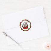 kersttaart met snoepriet ronde sticker (Envelop)