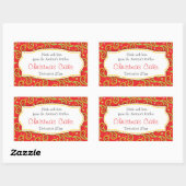 Kersttaart paisley rood voedseletiket sticker (Vel)
