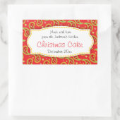 Kersttaart paisley rood voedseletiket sticker (Tas)
