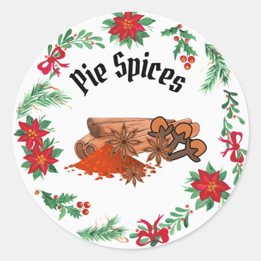 Kersttaart specerijen ronde sticker (Voorkant)