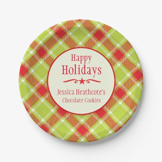 kersttaartan naam koekiewisselpapier bord (Voorkant)