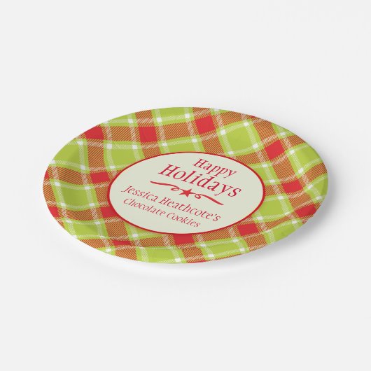 kersttaartan naam koekiewisselpapier bord (Gekanteld)