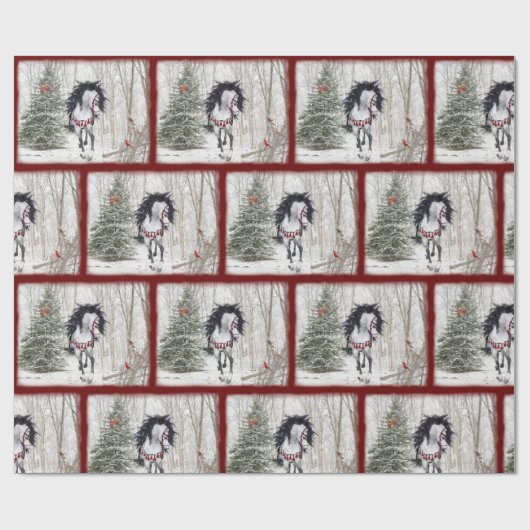 kersttaarten en kardinalen, verpakkingspapier cadeaupapier (Vlak)