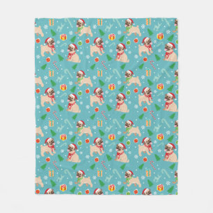 kersttaartpug Fleece Blanket