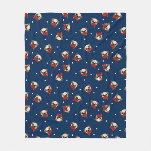 kersttaartpug Fleece Blanket (Voorkant)